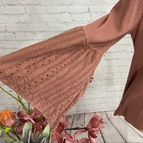 Free People Flowy Crochet Bell Sleeve Boho Tunic - Picture 10 of 16